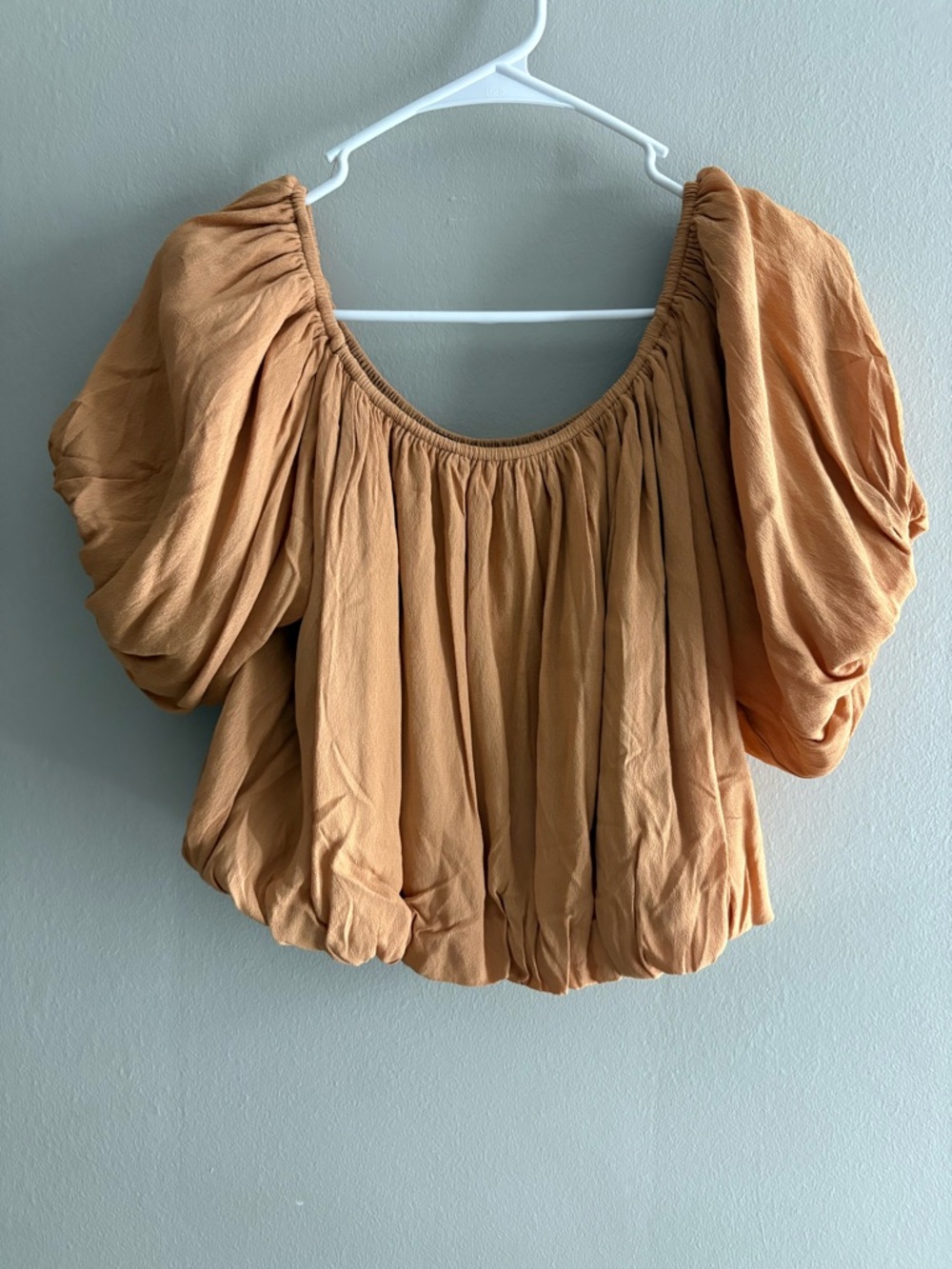 On Twelfth - Boho Puff-Sleeve Top - Orange